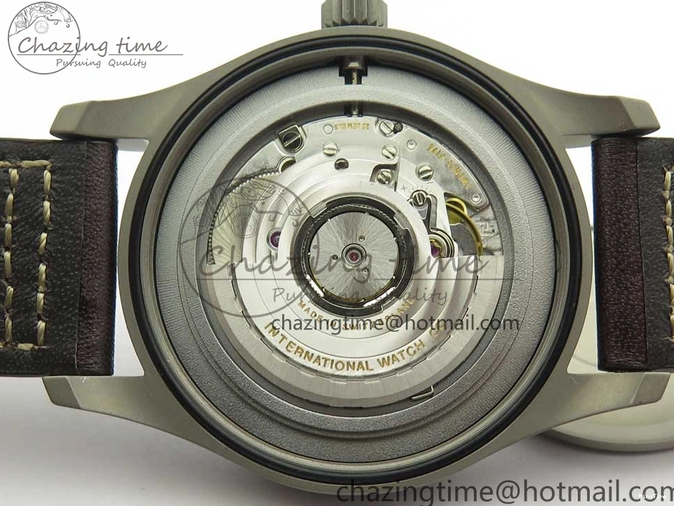 MIROTIME 0328 SmartChoice Mark XVIII IW327006 Titanium M+F 1:1 Best Edition Black Dial on Brown Leather Strap A 7145